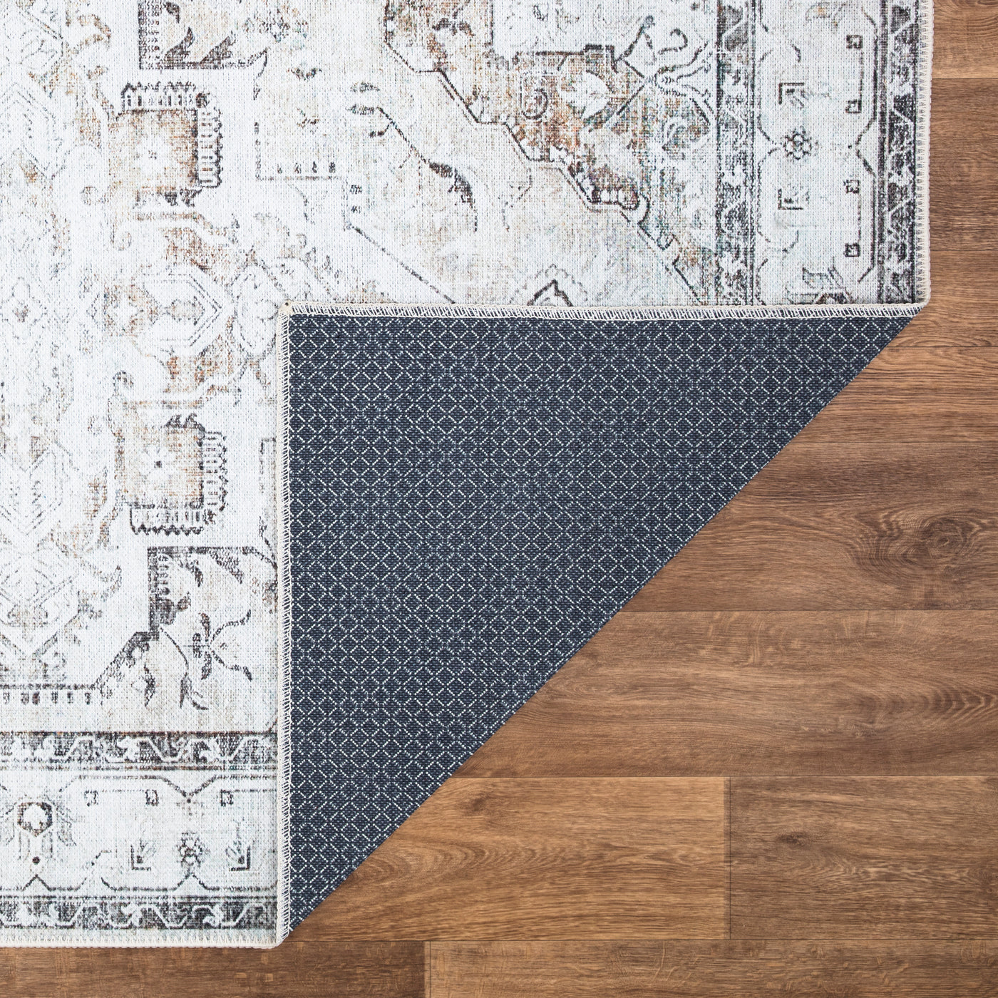 Ionia IO-35 Traditional Washable Rug | Brown/Beige/Charcoal | Non-Slip