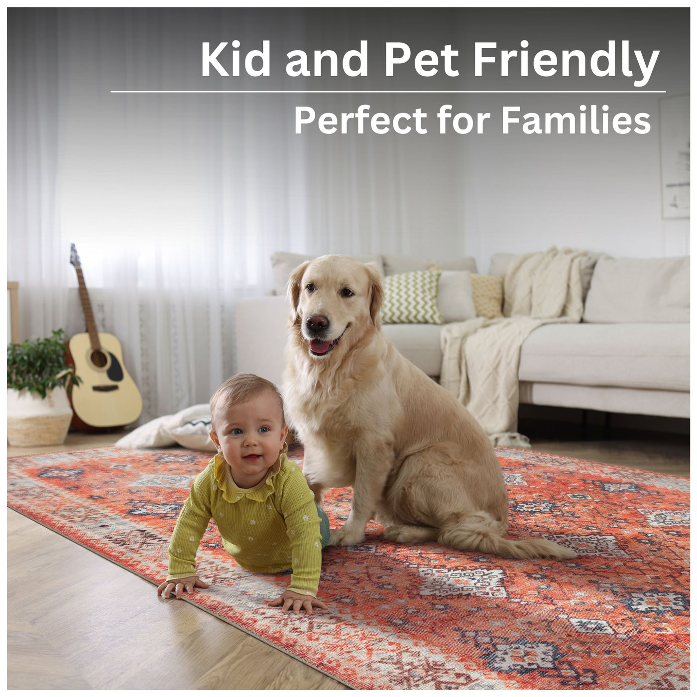 Ionia IO-64 Traditional Bordered Orange Rug