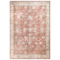 Ionia IO-46 Washable Non-Slip Traditional Bordered Orange/Beige Area Rug