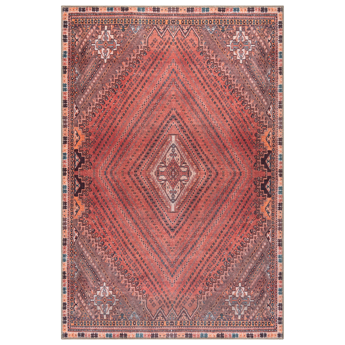Traditional Bordered Red Rug – Bloom Rugs