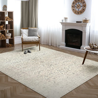 Ionia IO-39 Traditional Bordered Cream Washable Rug | Non-Slip