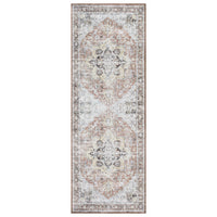 Ionia IO-48 Washable Non-Slip Traditional Medallion Blush/Beige Area Rug