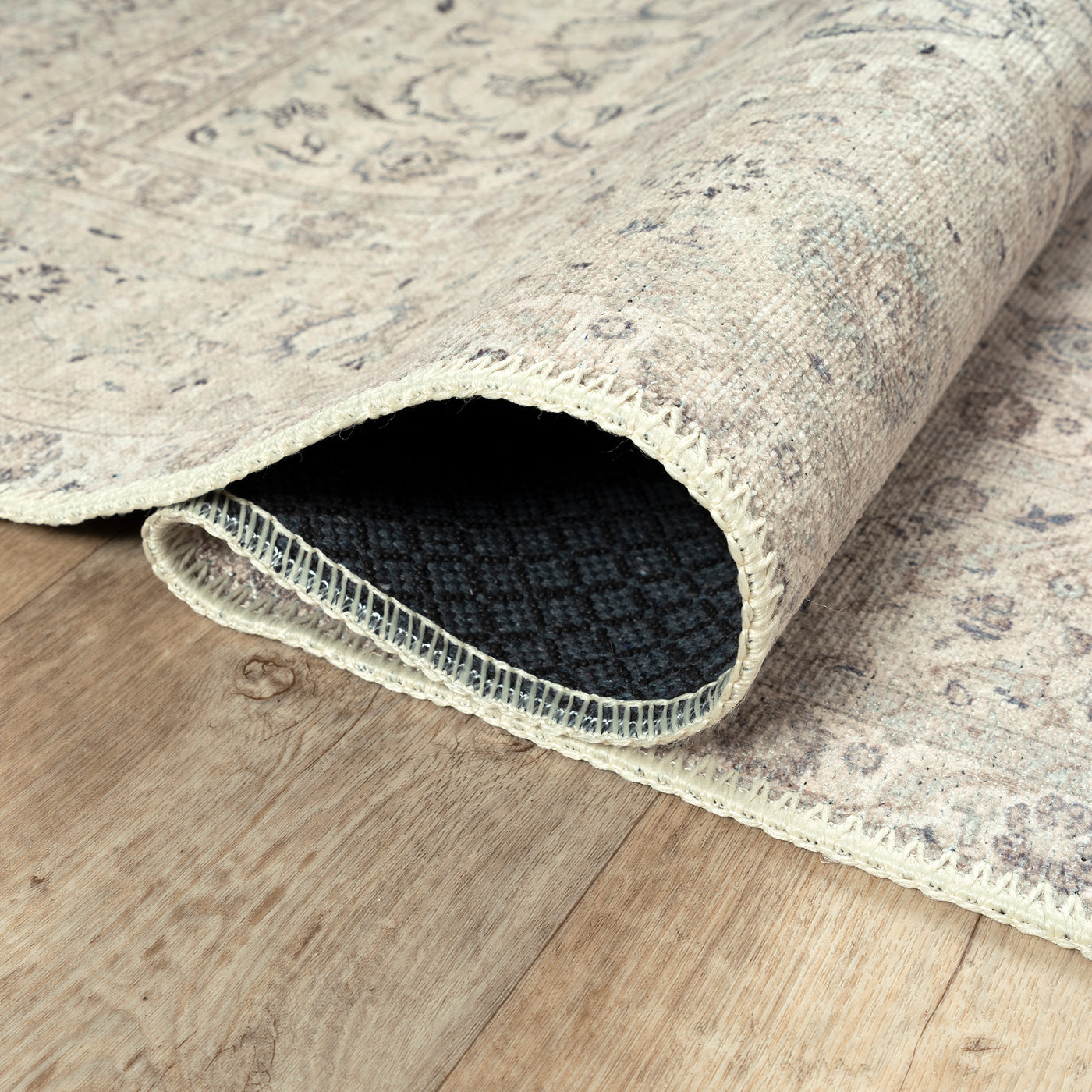 Ionia IO-39 Traditional Bordered Cream Washable Rug | Non-Slip