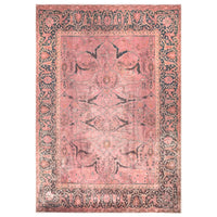 Ionia IO-49 Washable Non-Slip Traditional Bordered Soft Pink Area Rug