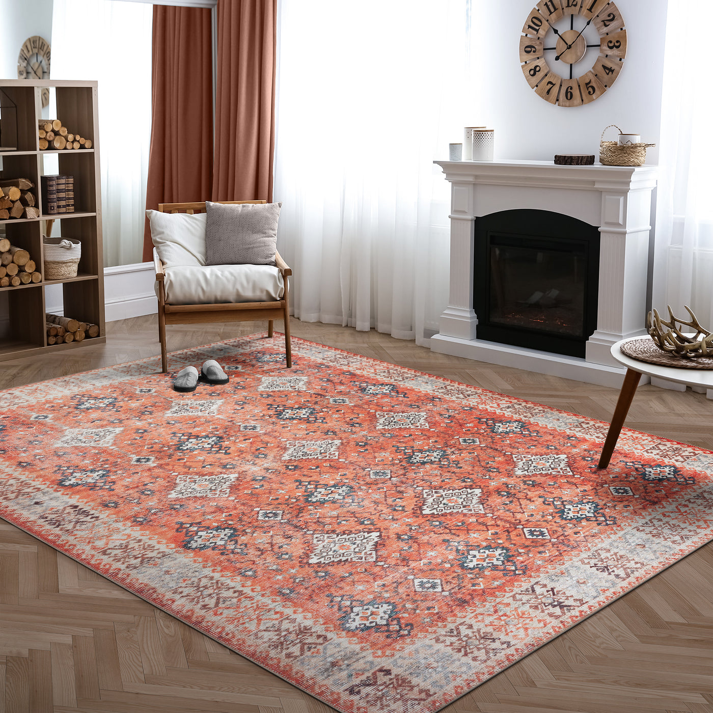 Ionia IO-64 Traditional Bordered Orange Rug