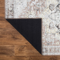 Ionia IO-48 Washable Non-Slip Traditional Medallion Blush/Beige Area Rug