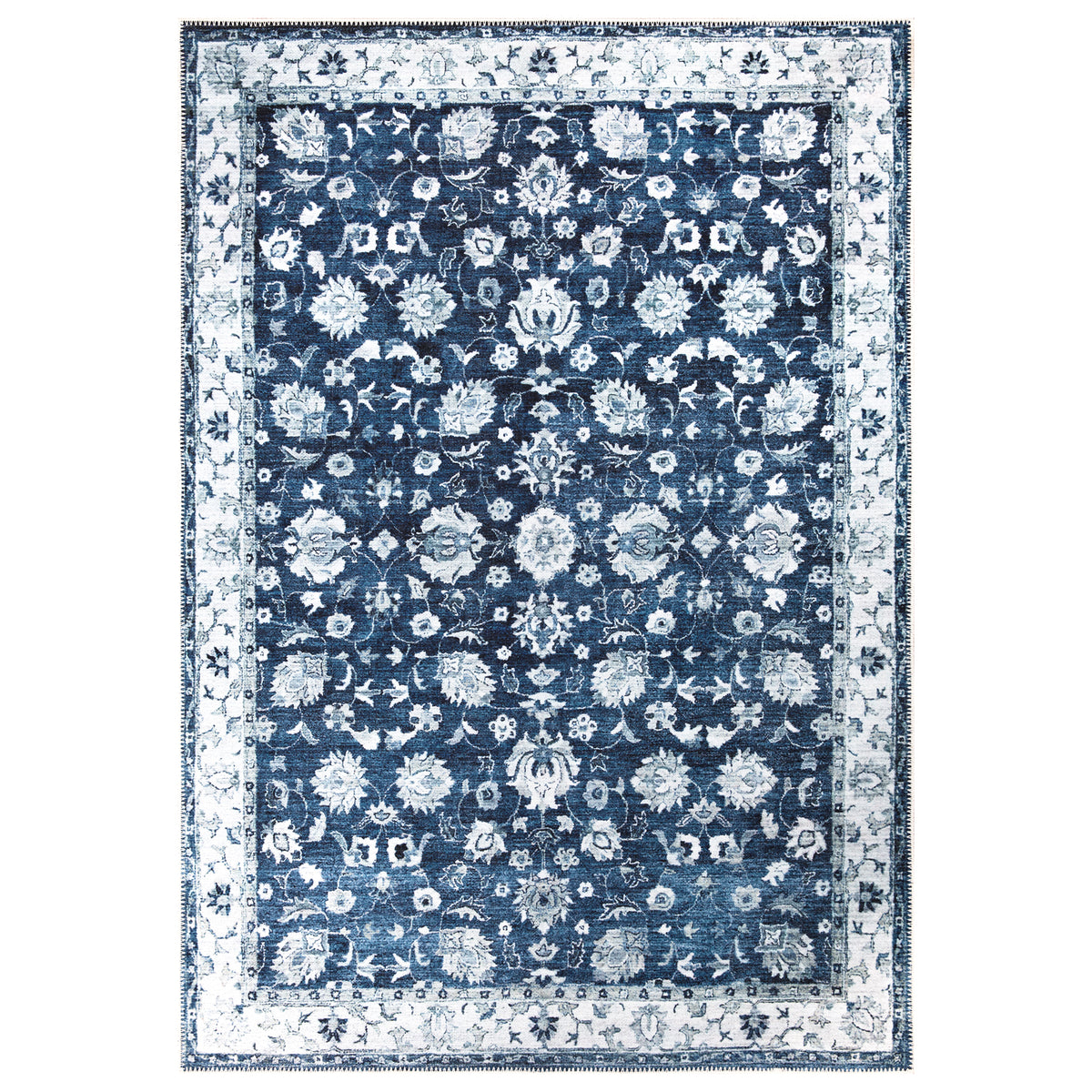 Traditional Bordered Blue Rug – Bloom Rugs
