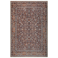 Ionia IO-63 Traditional Bordered Dark Brown and Orange Rug