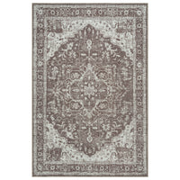 Ionia IO-14 Traditional Medallion Dark Brown Washable Rug | Non-Slip