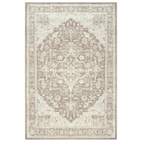 Ionia IO-14 Traditional Medallion Light Brown Washable Rug | Non-Slip