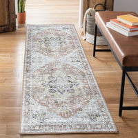 Ionia IO-48 Washable Non-Slip Traditional Medallion Blush/Beige Area Rug