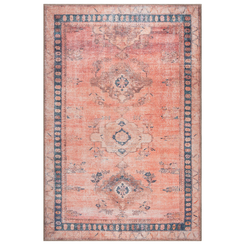 Traditional Bordered Peach Rug – Bloom Rugs
