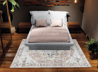 Ionia IO-48 Washable Non-Slip Traditional Medallion Blush/Beige Area Rug