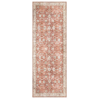 Ionia IO-46 Washable Non-Slip Traditional Bordered Orange/Beige Area Rug