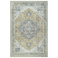 Ionia IO-14 Traditional Medallion Yellow Washable Rug | Non-Slip