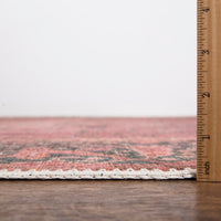 Ionia IO-49 Washable Non-Slip Traditional Bordered Soft Pink Area Rug