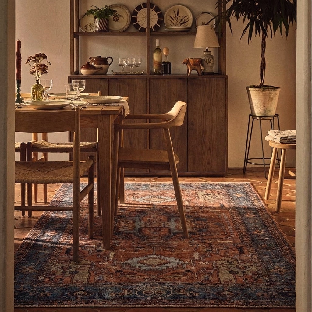 Dining Room styled with a washable rug