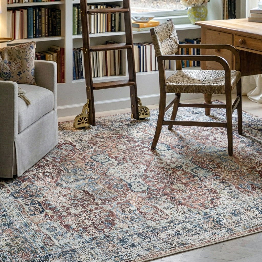 Home Office styled with a washable rug