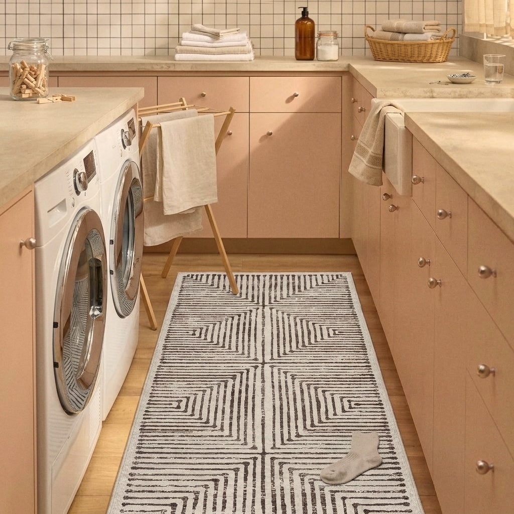 Laundry Room styled with a washable rug